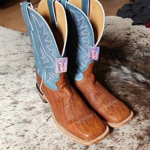 Tony Lama Blue and Brown Men's Boots